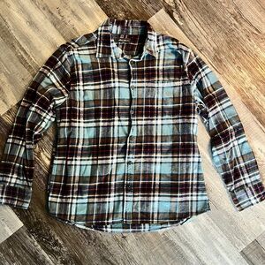 Eddie Bauer Blue and Brown Flannel Size XL